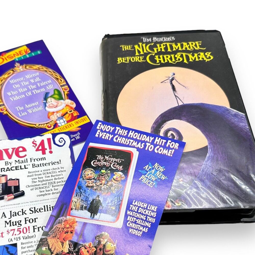Vintage The Nightmare Before Christmas VHS Black Clamshell W/ Insert Adverts
